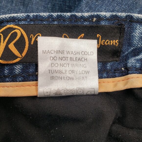 Rivet De Cru Jeans Mens 38 Blue Denim Straight Leg Button Fly Distressed Grunge - Picture 14 of 16